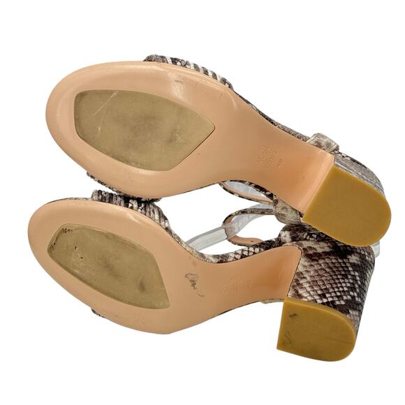 AGL Attilio Giusti Leombruni Snakeskin Print Ankle Strap Sandal 42 Brown Womens - Picture 8 of 12